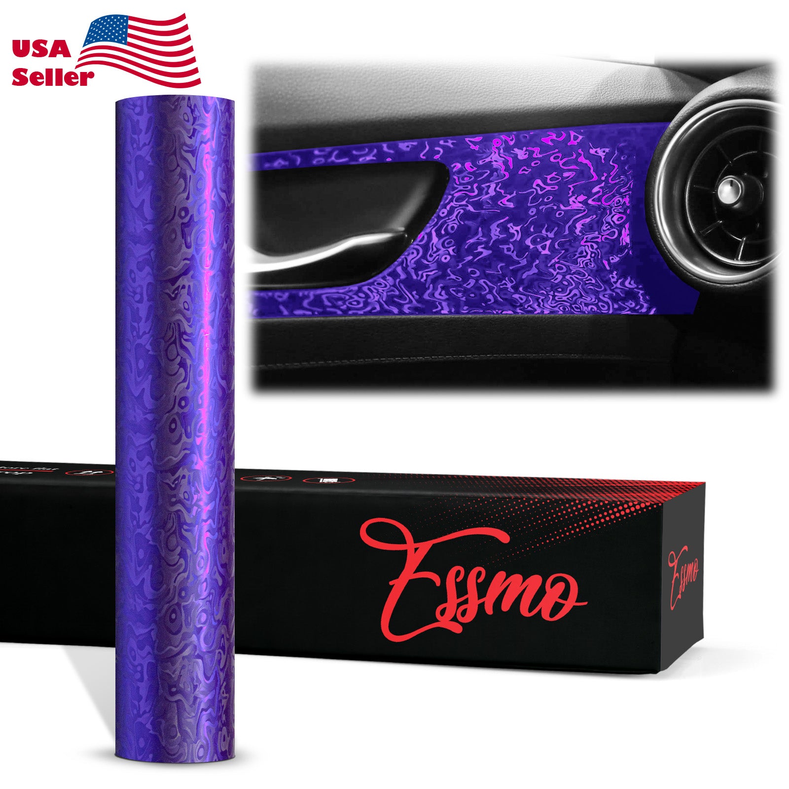 PET Damascus Forged Satin Royal Purple Vinyl Wrap