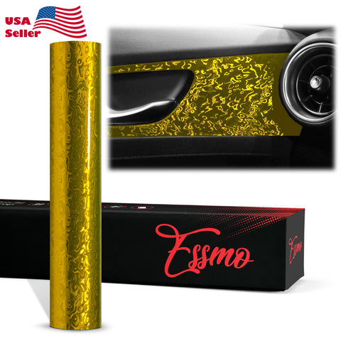 PET Damascus Forged Gloss Golden Yellow Vinyl Wrap