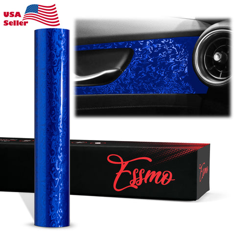 PET Damascus Forged Gloss Royal Blue Vinyl Wrap