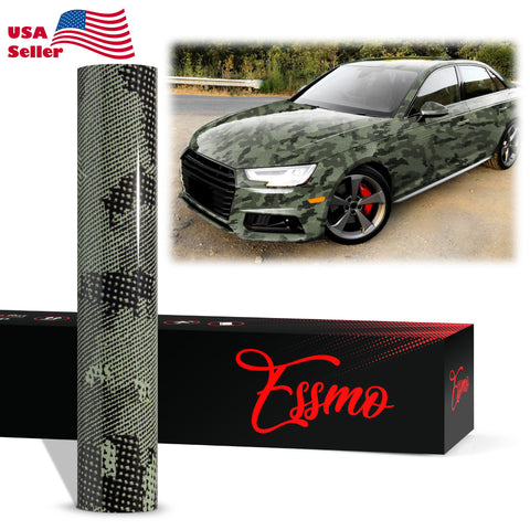 PET Camouflage Python Gloss Khaki Green Vinyl Wrap