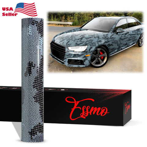 PET Camouflage Python Gloss Frozzen Blue Vinyl Wrap