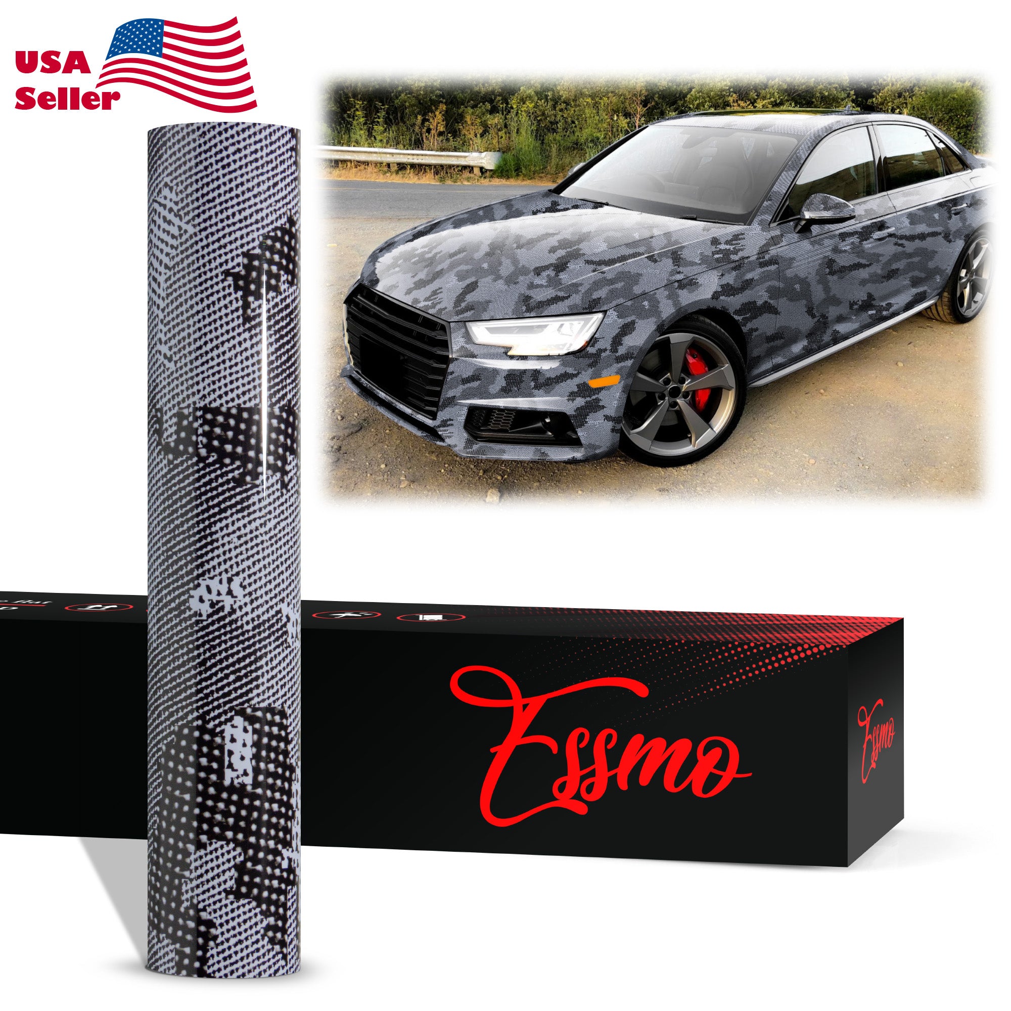 PET Camouflage Python Gloss Storm Gray Vinyl Wrap