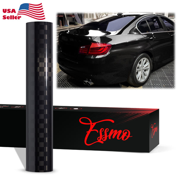 Nano TPF Carbon Fiber Gloss Checker Black Vinyl Wrap