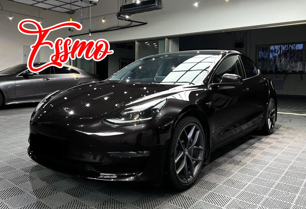 Nano TPF Carbon Fiber Gloss Checker Black Vinyl Wrap