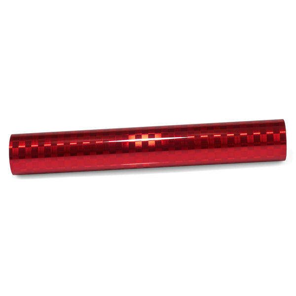 PET Chrome Checker Carbon Fiber Gloss Red Vinyl Wrap