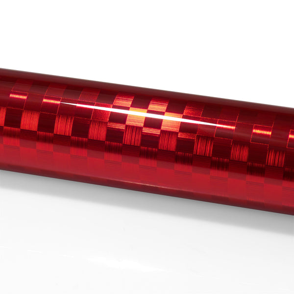 PET Chrome Checker Carbon Fiber Gloss Red Vinyl Wrap