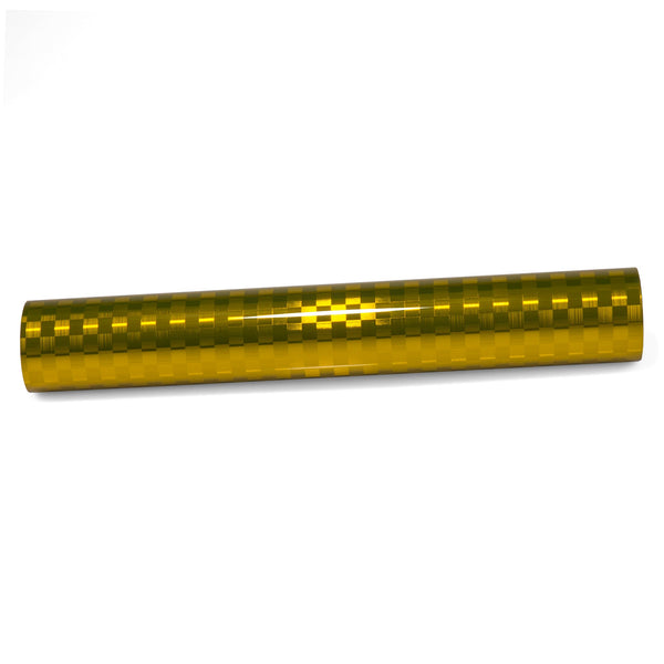 PET Chrome Checker Carbon Fiber Gloss Gold Vinyl Wrap