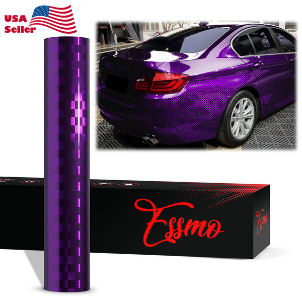 PET Chrome Checker Carbon Fiber Gloss Purple Vinyl Wrap