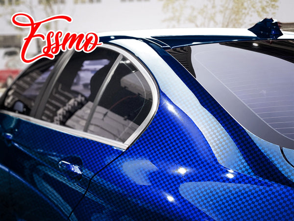 PET Chrome Checker Carbon Fiber Gloss Blue Vinyl Wrap