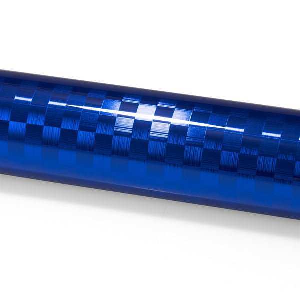 PET Chrome Checker Carbon Fiber Gloss Blue Vinyl Wrap