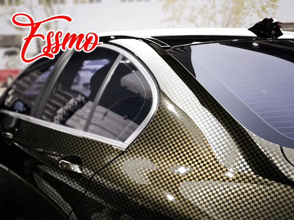 PET Chrome Checker Carbon Fiber Gloss Gray Vinyl Wrap