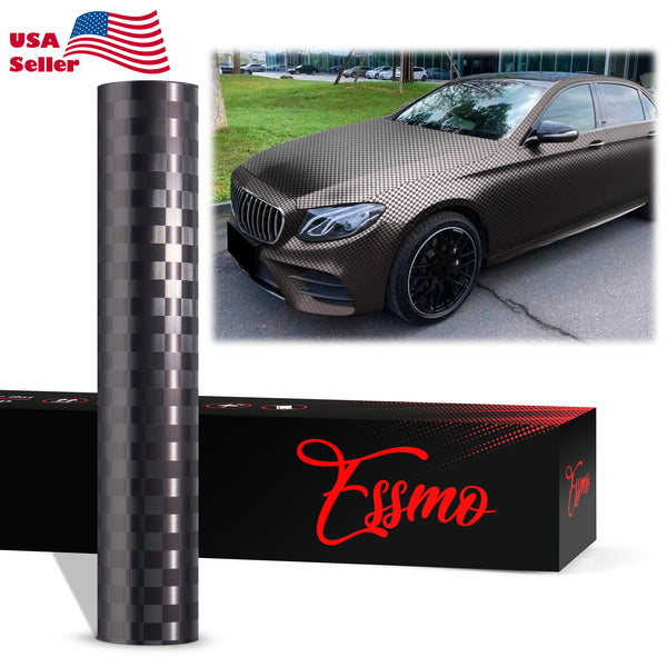 PET Chrome Checker Carbon Fiber Satin Gray Vinyl Wrap