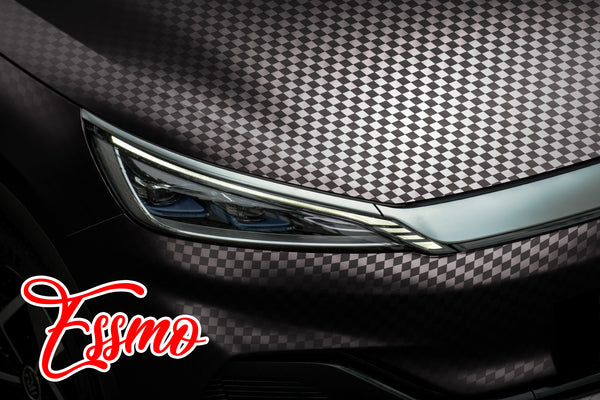 PET Chrome Checker Carbon Fiber Satin Gray Vinyl Wrap