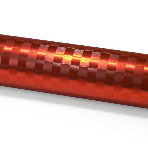 PET Chrome Checker Carbon Fiber Satin Red Vinyl Wrap