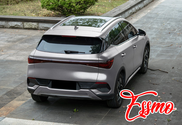 PET Chrome Checker Carbon Fiber Satin Silver Vinyl Wrap