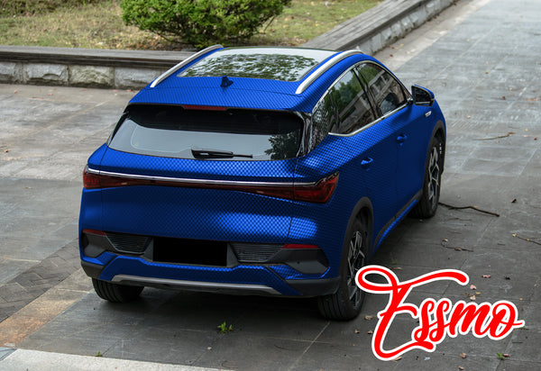 PET Chrome Checker Carbon Fiber Satin Blue Vinyl Wrap