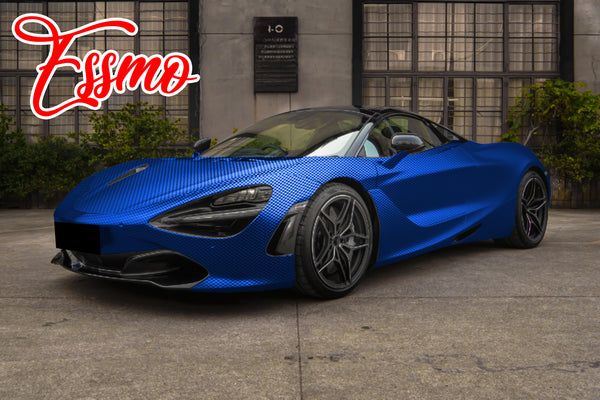 PET Chrome Checker Carbon Fiber Satin Blue Vinyl Wrap