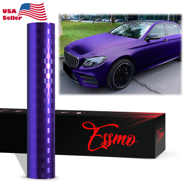 PET Chrome Checker Carbon Fiber Satin Purple Vinyl Wrap
