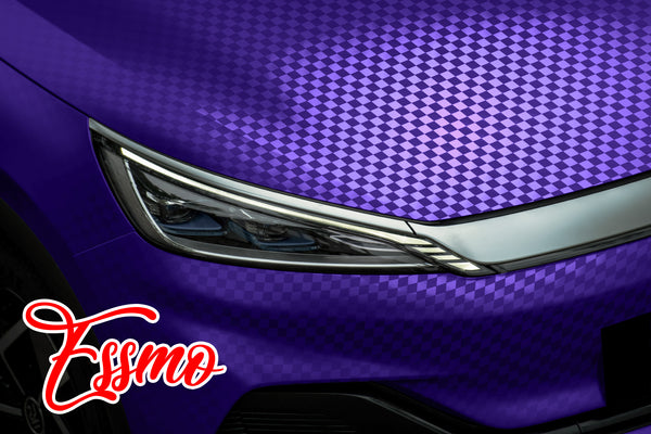 PET Chrome Checker Carbon Fiber Satin Purple Vinyl Wrap