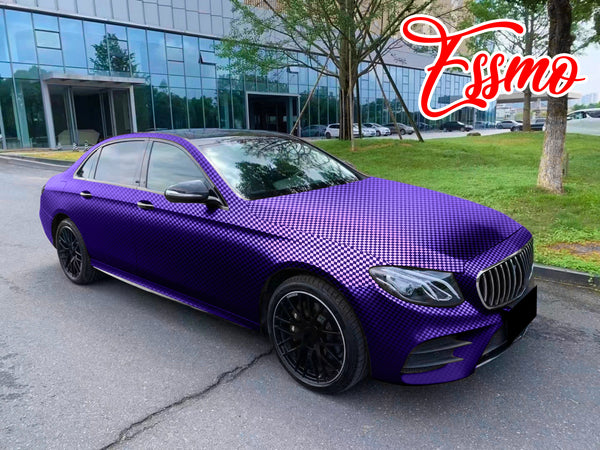 PET Chrome Checker Carbon Fiber Satin Purple Vinyl Wrap