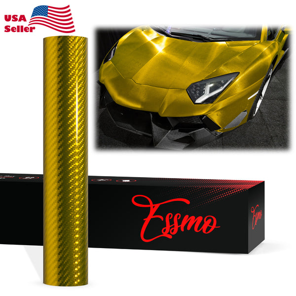 PET Chrome 7D Carbon Fiber Gold Vinyl Wrap