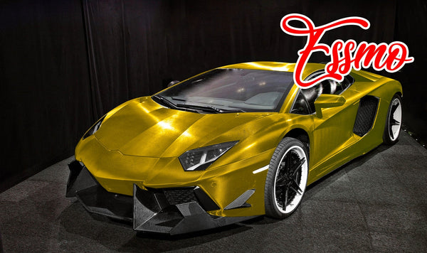 PET Chrome 7D Carbon Fiber Gold Vinyl Wrap
