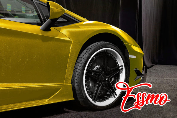 PET Chrome 7D Carbon Fiber Gold Vinyl Wrap