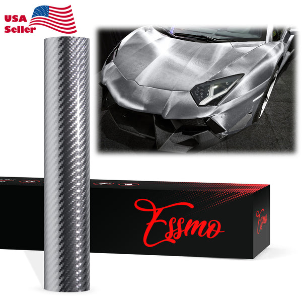 PET Chrome 7D Carbon Fiber Silver Vinyl Wrap
