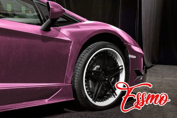 PET Chrome 7D Carbon Fiber Pink Vinyl Wrap