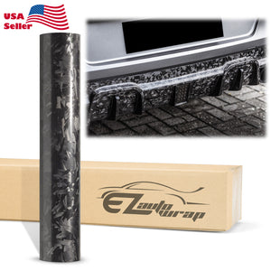 24K Chopped Forged Carbon Fiber Gloss Black Vinyl Wrap