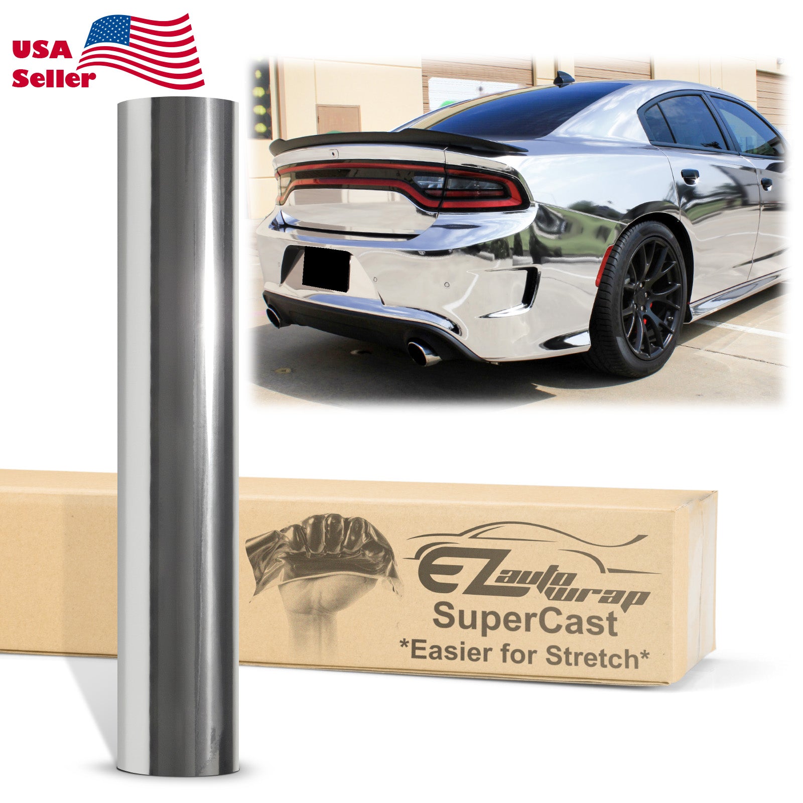 Supercast Silver Easy Stretch Chrome Vinyl Wrap – EzAuto Wrap