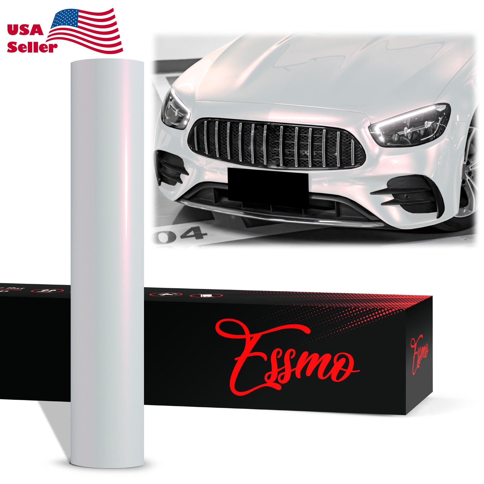 PET Pearl White Gloss White Red Vinyl Wrap
