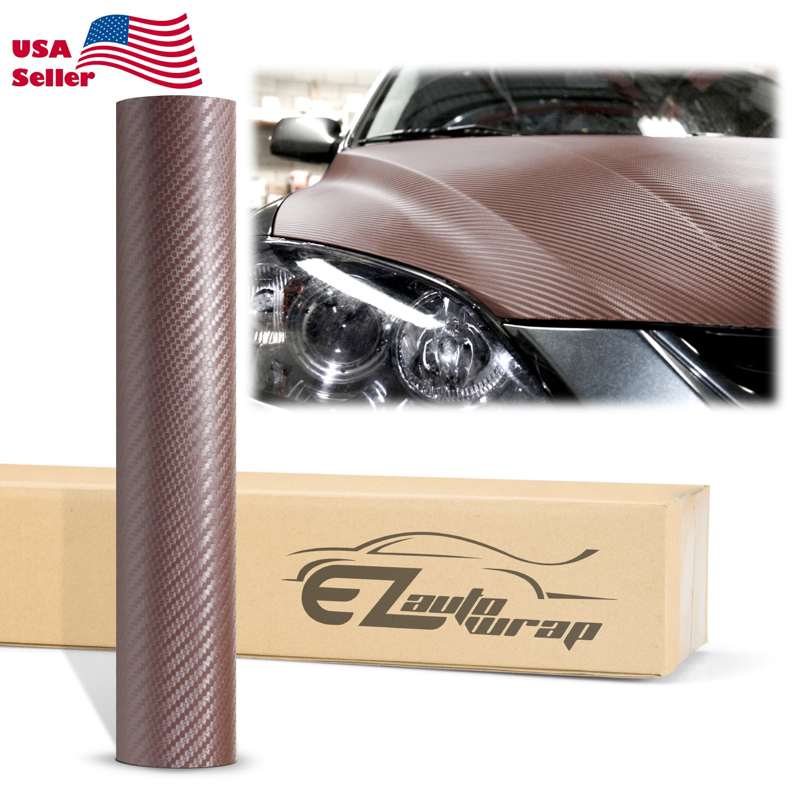 3D Carbon Fiber Textured Brown Matte Vinyl Wrap – EzAuto Wrap