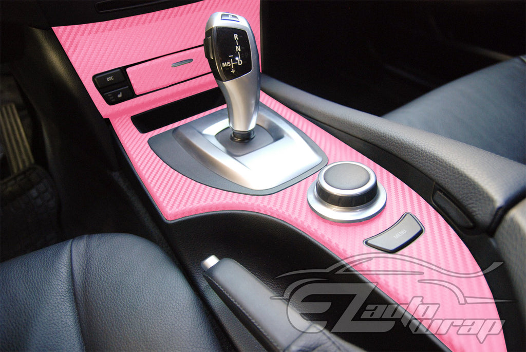 Car Pink Carbon-Fiber Vinyl Wrap Sticker Interior Accessories