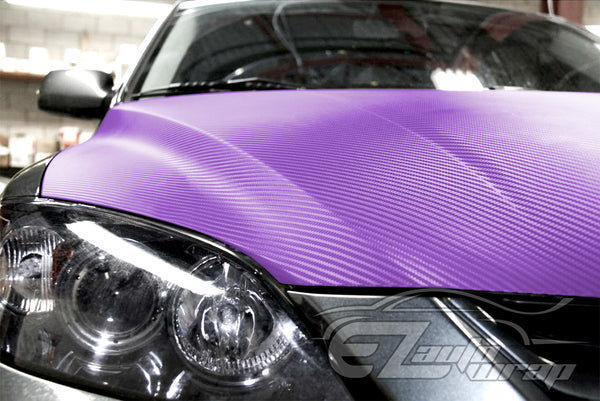 3D Carbon Fiber Textured Purple Matte Vinyl Wrap