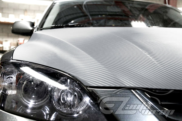 3D Carbon Fiber Textured Silver Matte Vinyl Wrap