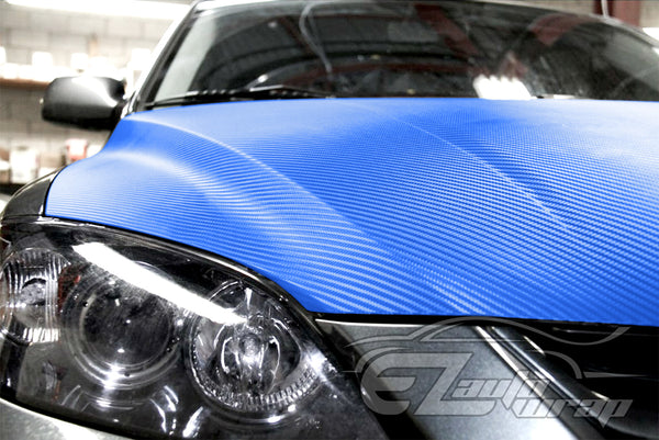 3D Carbon Fiber Textured Sky Blue Matte Vinyl Wrap