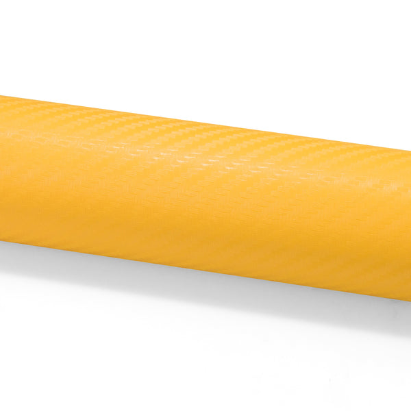 3D Carbon Fiber Textured Yellow Matte Vinyl Wrap