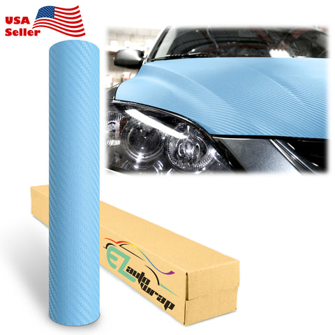 3D Carbon Fiber Textured Light Blue Matte Vinyl Wrap