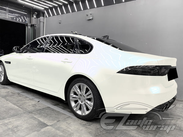 Gloss Pearl White to Aurora White Purple Blue Vinyl Wrap