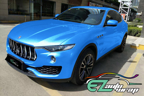 Gloss Diamond Glitter Ocean Blue Vinyl Wrap