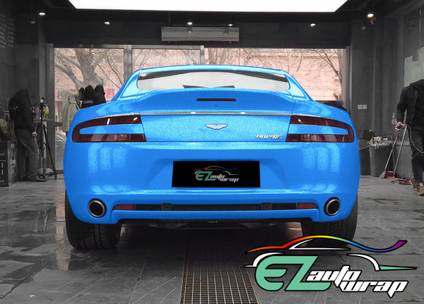Gloss Diamond Glitter Ocean Blue Vinyl Wrap