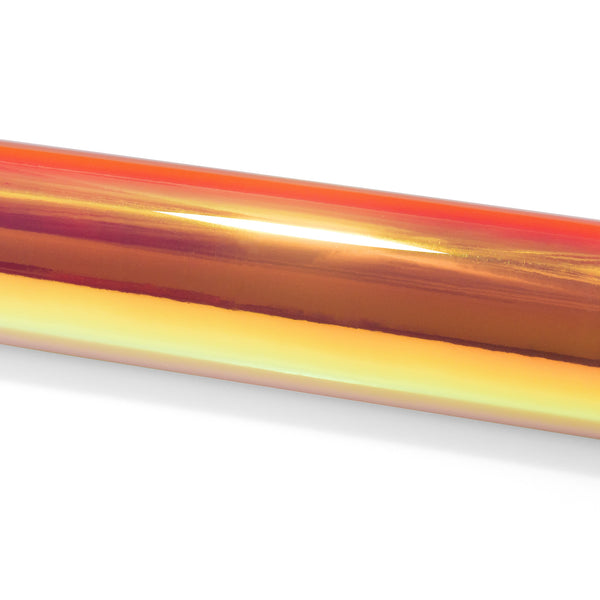 Neo Holographic Golden Orange Chrome Rainbow Vinyl Wrap