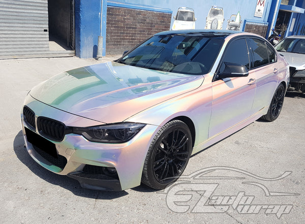 Laser Flip Gloss Silver Metallic Psychedelic Rainbow Holographic Vinyl Wrap