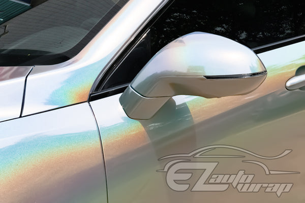Laser Flip Gloss Silver Metallic Psychedelic Rainbow Holographic Vinyl Wrap