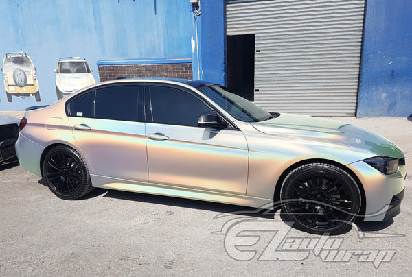 Laser Flip Gloss Silver Metallic Psychedelic Rainbow Holographic Vinyl Wrap