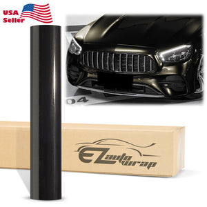 Super Gloss Metallic Black Gold Vinyl Wrap