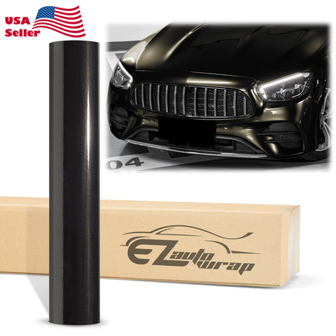 Super Gloss Metallic Black Gold Vinyl Wrap