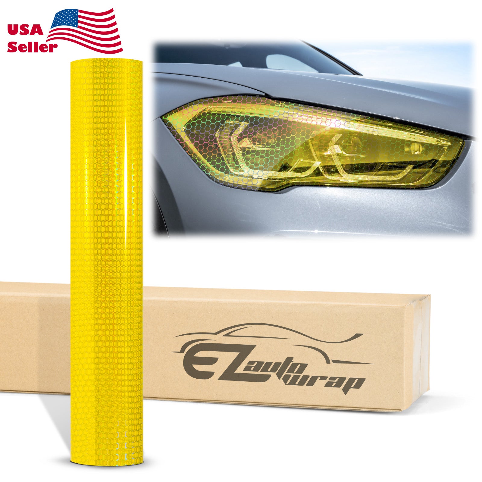 Tint Hex Holographic Golden Yellow Taillight Headlight Tint Film