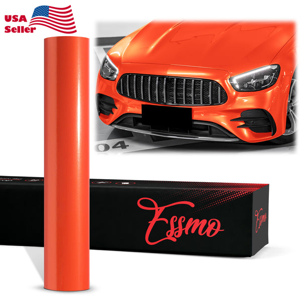 PET Super Gloss Metallic Orange Vinyl Wrap